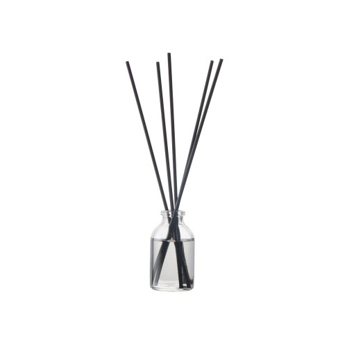 Диффузор с ароматом Табак и ваниль, 30мл, стекло, пробка, палочки 5 шт., мешочек из органзы черный