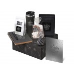 Подарочный набор c термокружкой, чаем, кофе и блокнотом, черный