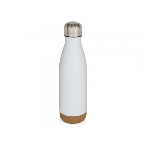 Бутылка для воды Cove из нержавеющей стали с двойными стенками и вакуумной изоляцией, объемом 500 мл, с пробковыми деталями - Белый