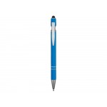 Ручка металлическая soft-touch шариковая со стилусом Sway, голубой/серебристый