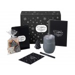 Подарочный набор c термокружкой, блокнотом, ручкой и свечкой, серый