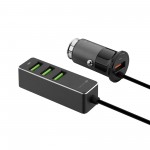 АЗУ 1 USB + 3 USB для пассажиров, QC 3.0, 7А, алюминий, графит, Deppa