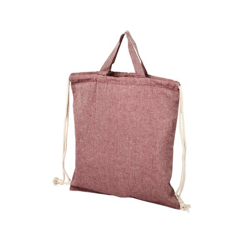 Рюкзак со шнурком Pheebs из 150 г/м2 переработанного хлопка, бордовый меланж