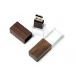 USB-флешка на 32 Гб прямоугольной формы, под гравировку 3D логотипа, материал стекло, с деревянным колпачком красного цвета, красный