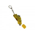 USB-флешка на 32 Гб 2 в 1 поворотный механизм, c дополнительным разъемом Type-C с одноцветным металлическим клипом, желтый