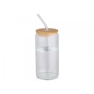 Ёмкость Mirage из боросиликатного стекла объемом 500 мл с одинарными стенками и крышкой из бамбука - Прозрачный