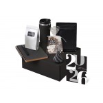 Подарочный набор c термокружкой, чаем, кофе и блокнотом, черный