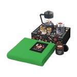 Подарочный набор c пледом, френчпрессом, чаем и медом, зеленый