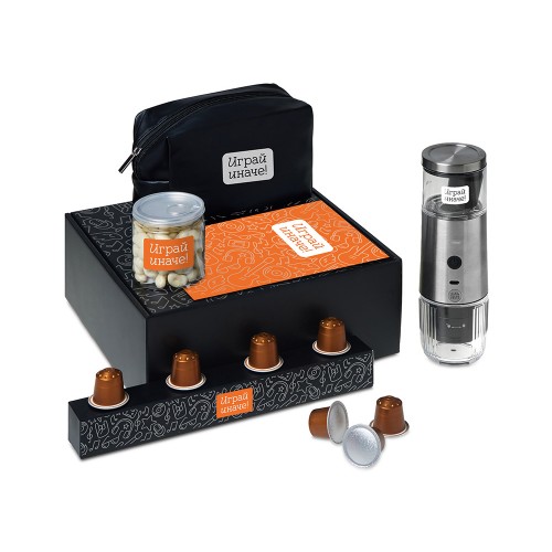 Подарочный набор Re:y. Boost с кофемашиной, капсулами и косметичкой