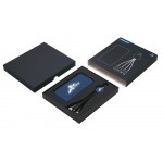 Набор из внешнего акуумулятора и универсального кабеля с подсветкой лого Reserve LED, 10000mAh, темно-синий