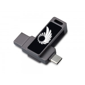 Флешка 32 ГБ USB Type-C и USB 3.0 с подсветкой лого Спинлайт