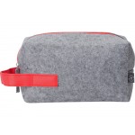 Косметичка из РПЕТ фетра с ручкой Felt, серый с красным
