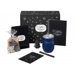 Подарочный набор c термокружкой, блокнотом, ручкой и свечкой, темно - синий
