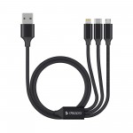 Дата-кабель 3 в 1: micro USB, USB-C, Ligthning, алюминий, 1.2м, черный, Deppa