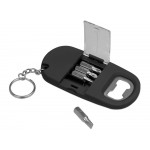 Брелок-открывалка с отвертками и фонариком Uni, софт-тач, черный (Р)