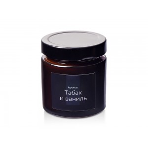 Свеча в стеклянной коричневой банке 200мл, аромат Табак и ваниль, фитиль деревянный