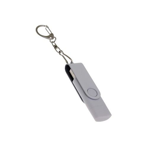 USB-флешка на 8 Гб 2 в 1 поворотный механизм, c дополнительным разъемом Type-C с одноцветным металлическим клипом, белый