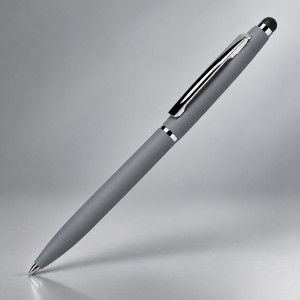 Ручка металлическая шариковая Глори Софт soft-touch, серый