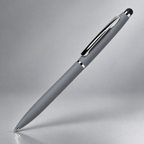 Ручка металлическая шариковая Глори Софт soft-touch, серый