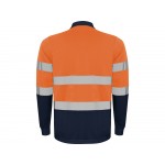 Поло Polaris мужское c длинным рукавом, нэйви/неоновый оранжевый