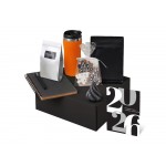 Подарочный набор c термокружкой, чаем, кофе и блокнотом, оранжевый