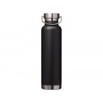 Бутылка для воды с вакуумной изоляцией Thor объемом 650 мл из переработанной нержавеющей стали, сертифицированной по стандарту RCS - сплошной черный