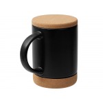 Кружка 450 мл с пробковым дном с крышкой Корк & Бон, черный