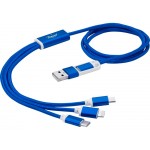 Универсальный зарядный кабель 3-в-1 с двойным входом, синий