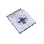 USB-флешка на 128 Гб 4 в 1 поворотный механизм, c дополнительными разъемами MicroUSB, TypeC и Lightning, серебристый