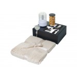 Подарочный набор с пледом, увлажнителем и попкорном, бежевый