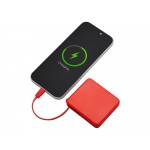 Внешний аккумулятор со встроенным кабелем USB-C Дэнси, 5000 мАч, красный