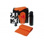Подарочный набор с варежками, шарфом и термосом, оранжевый