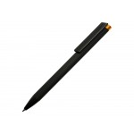 Ручка металлическая шариковая Taper Metal софт-тач с цветным зеркальным слоем, черный с оранжевым