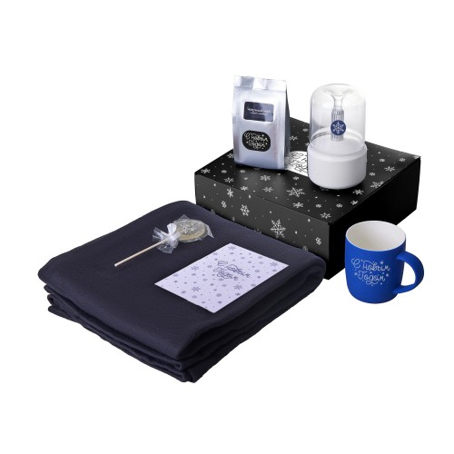 Подарочный набор с пледом, увлажнителем и кружкой, синий