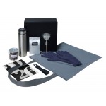 Подарочный набор с перчатками, термосом и чаем, темно-синий