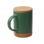 Кружка 450 мл с пробковым дном с крышкой Корк & Бон, глубокий зеленый