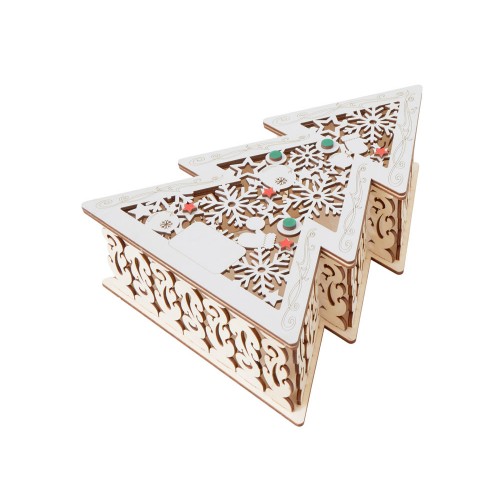 Шкатулка из фанеры в виде елки Firytale , серебристая