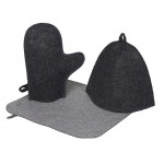 Банный набор из шапки, рукавицы и коврика Calm, серый