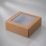 Коробка подарочная с окном Панорама размер L, 26х26х9 см., крафт