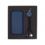 Набор из внешнего акуумулятора и универсального кабеля с подсветкой лого Reserve LED, 10000mAh, темно-синий