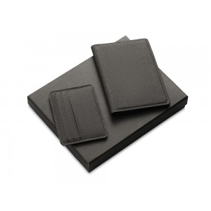 Подарочный набор Consul: обложка для паспорта и картхолдер, серый