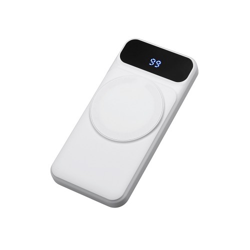 Магнитный беспроводной внешний аккумулятор со встроенными кабелями Мэни,быстаря зарядка, 10000 мАч, белый