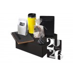 Подарочный набор c термокружкой, чаем, кофе и блокнотом, желтый