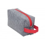 Косметичка из РПЕТ фетра с ручкой Felt, серый с красным