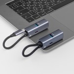 USB-хаб 3 в 1 USB-C - USB-A3.0 + USB-C PD100Вт + HDMI, серый, Deppa