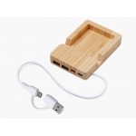 USB хаб Memo, 2*USB, 2*Type C, бамбук