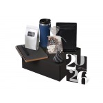 Подарочный набор c термокружкой, чаем, кофе и блокнотом, темно-синий