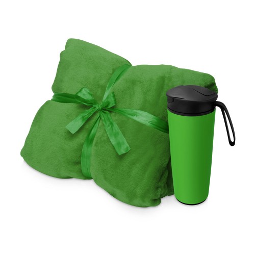 Подарочный набор с пледом, термокружкой Dreamy hygge, зеленый
