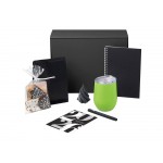 Подарочный набор c термокружкой, блокнотом, ручкой и свечкой, зеленое яблоко