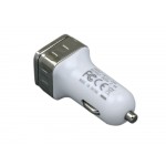 Автомобильная зарядка CC-03, 2 USB порта, квадратное основание для логотипа, серебро